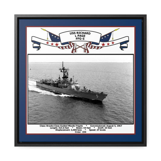 USS Richard L Page FFG-5 Navy Floating Frame Photo Front View
