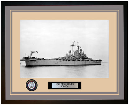 USS DES MOINES CA-134 Framed Navy Ship Photo Grey