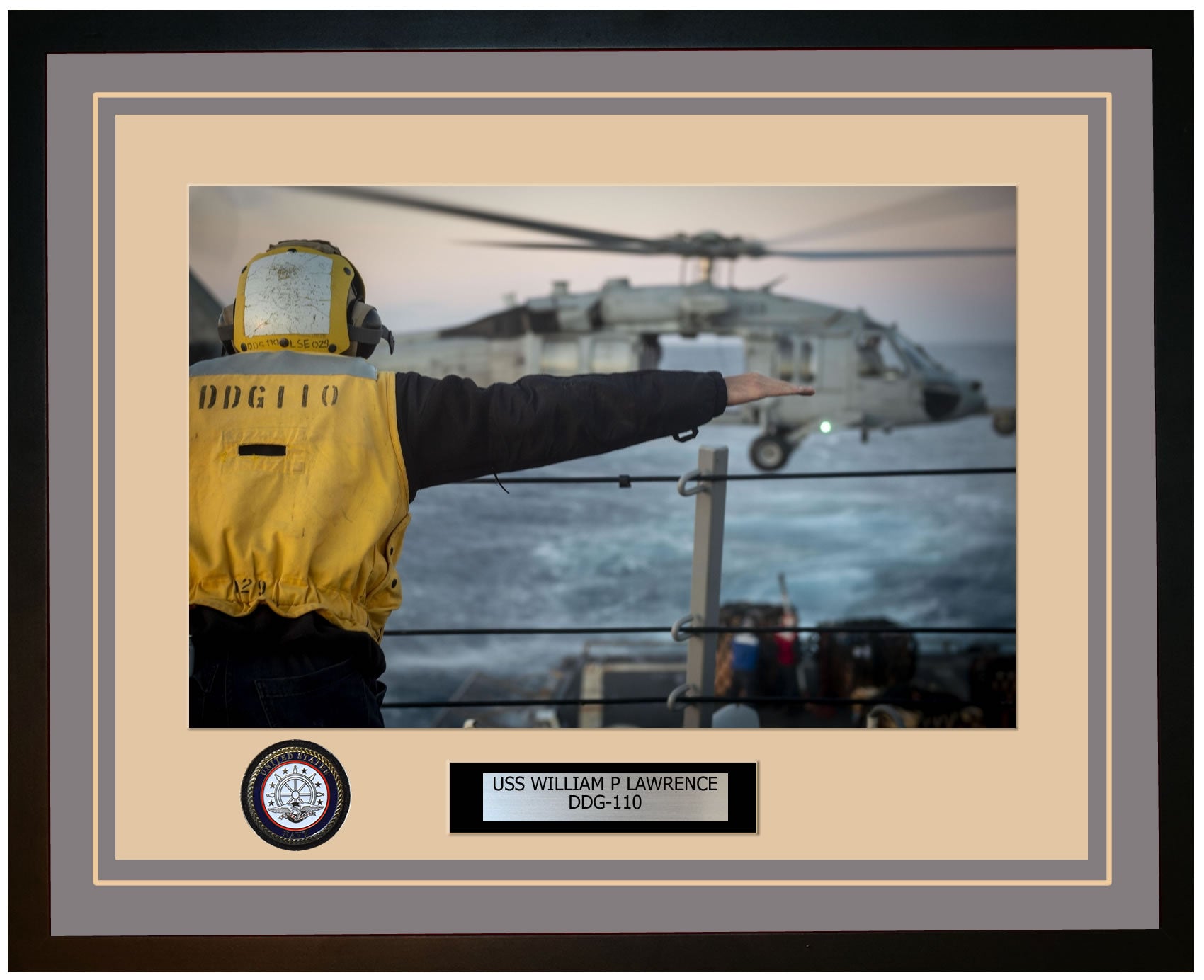 USS WILLIAM P LAWRENCE DDG-110 Framed Navy Ship Photo Grey