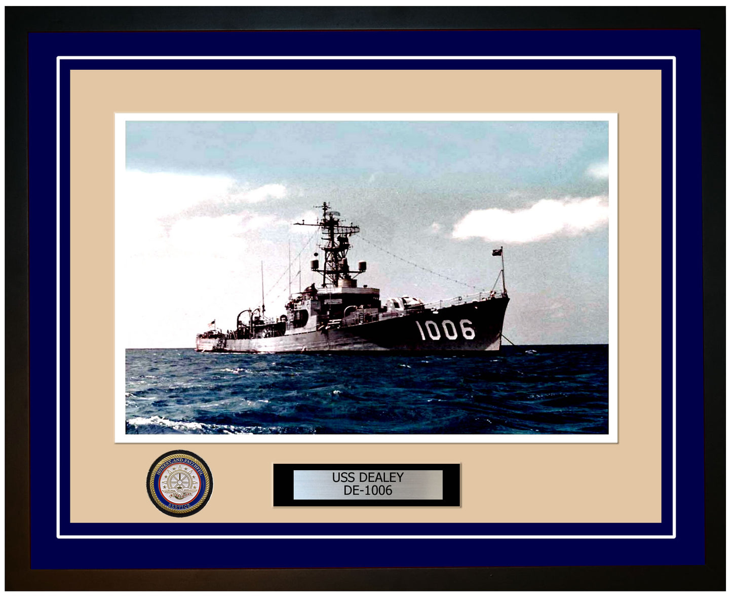 USS Dealey DE-1006 Framed Navy Ship Photo Blue