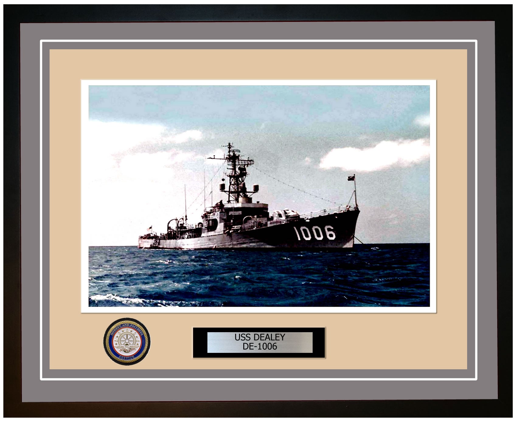 USS Dealey DE-1006 Framed Navy Ship Photo Grey