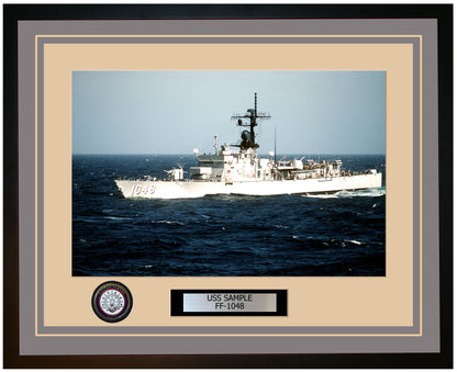 USS SAMPLE FF-1048 Framed Navy Ship Photo Grey