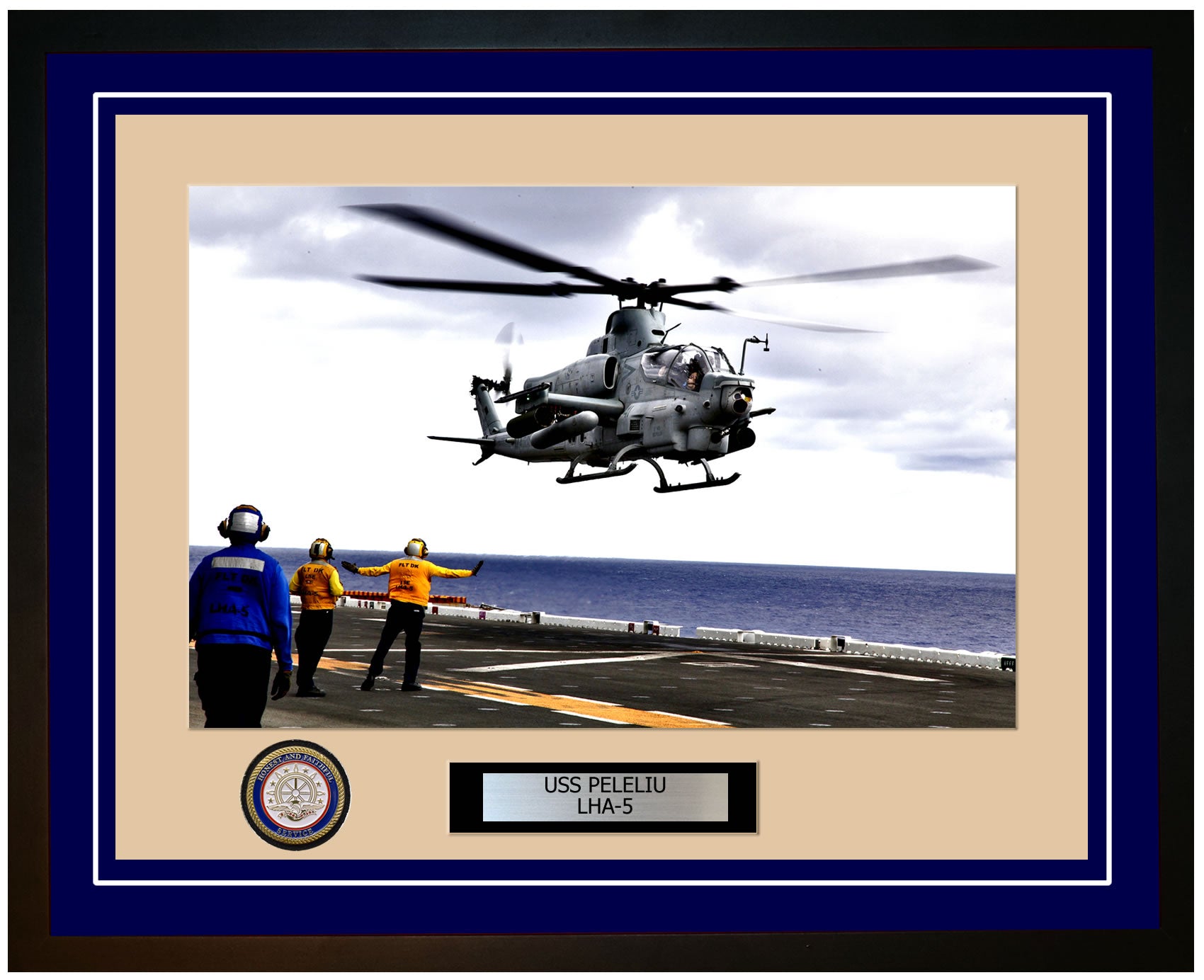 USS Peleliu LHA-5 Framed Navy Ship Photo Blue