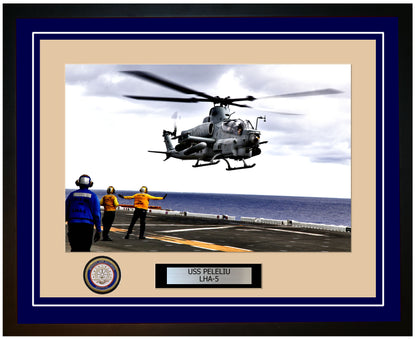 USS Peleliu LHA-5 Framed Navy Ship Photo Blue