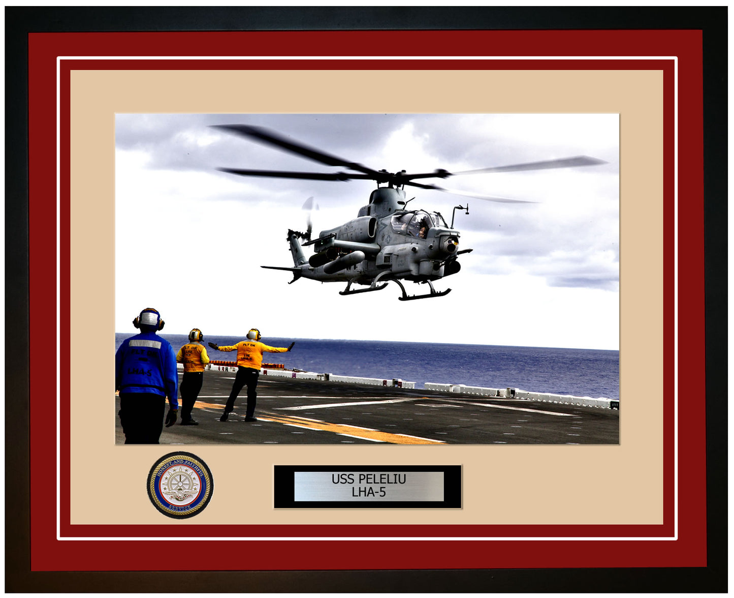USS Peleliu LHA-5 Framed Navy Ship Photo Burgundy