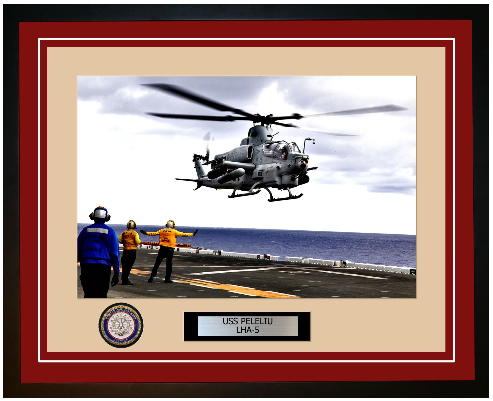 USS Peleliu LHA-5 Framed Navy Ship Photo Burgundy