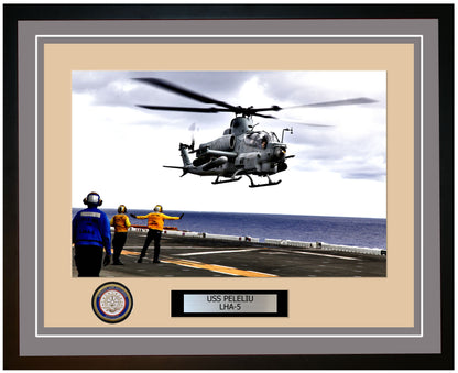 USS Peleliu LHA-5 Framed Navy Ship Photo Grey