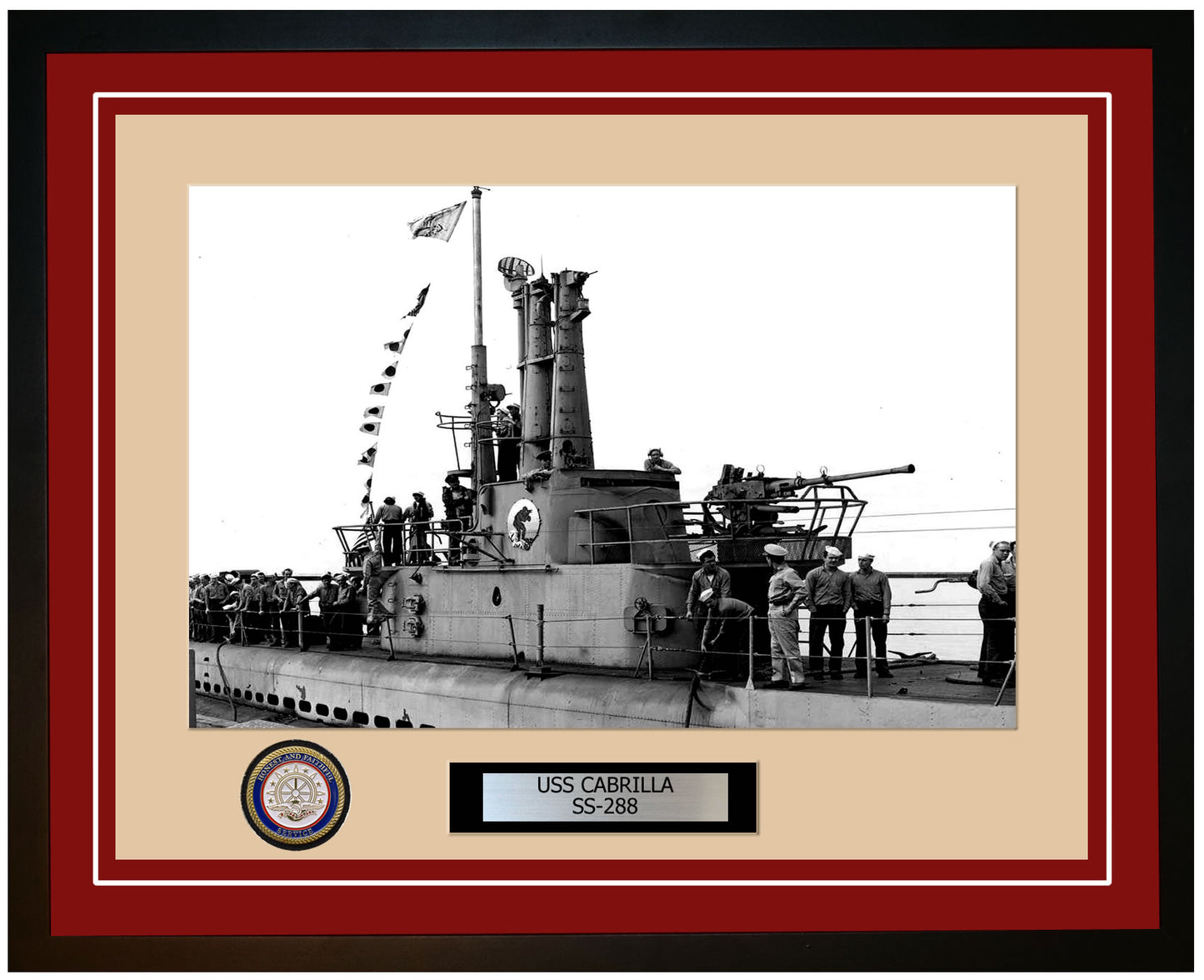 USS Cabrilla SS-288 Framed Navy Ship Photo Burgundy