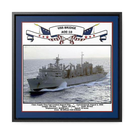 USS Bridge AOE-10 Navy Floating Frame Photo Front View