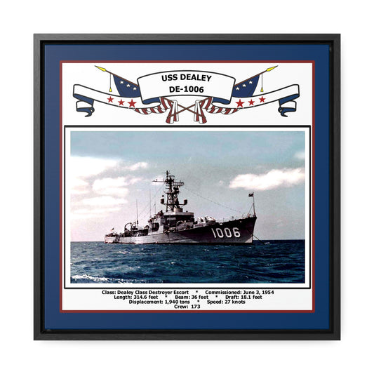 USS Dealey DE-1006 Navy Floating Frame Photo Front View