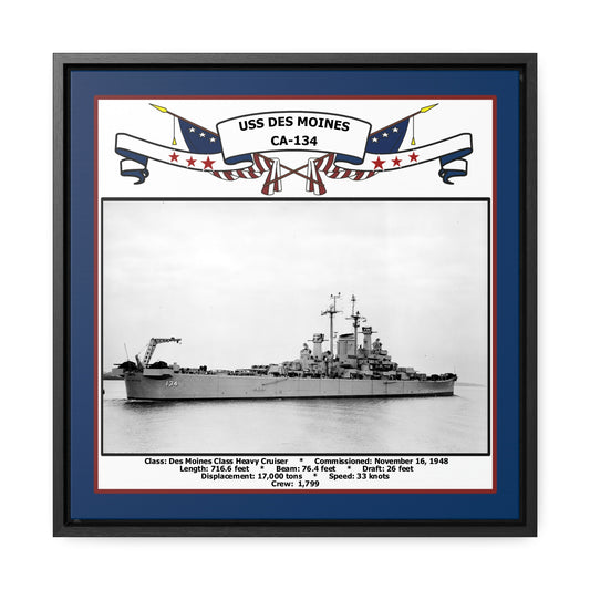 USS Des Moines CA-134 Navy Floating Frame Photo Front View