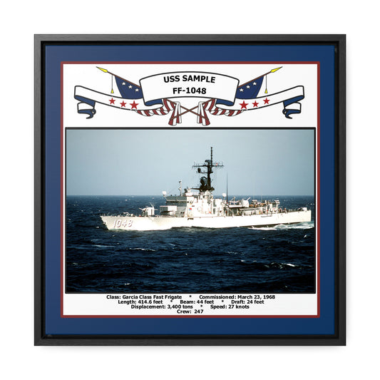 USS Sample FF-1048 Navy Floating Frame Photo Front View
