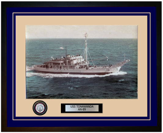 USS TONAWANDA AN-89 Framed Navy Ship Photo Blue