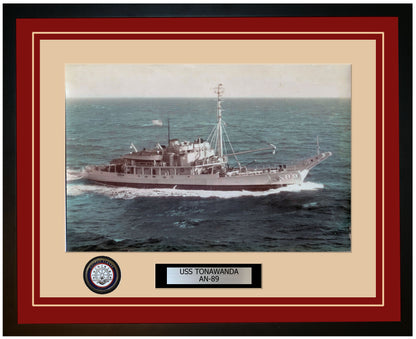 USS TONAWANDA AN-89 Framed Navy Ship Photo Burgundy