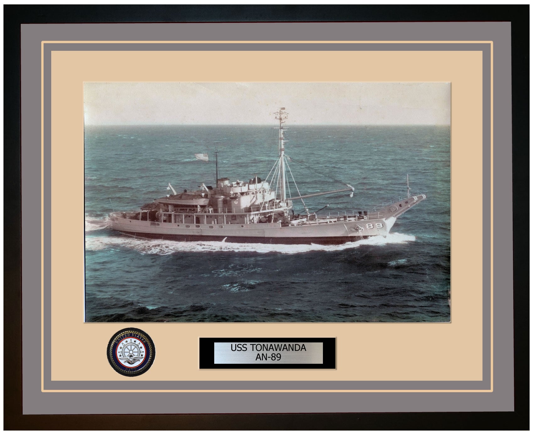 USS TONAWANDA AN-89 Framed Navy Ship Photo Grey