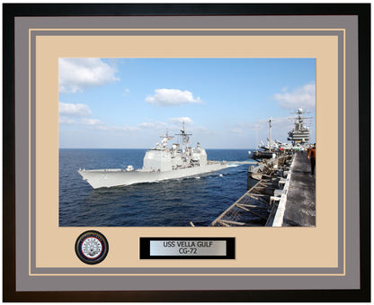 USS VELLA GULF CG-72 Framed Navy Ship Photo Grey
