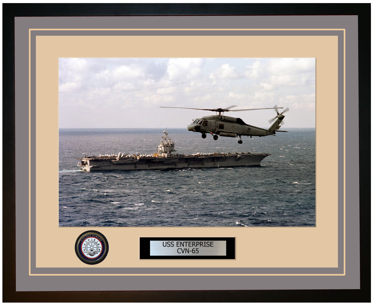 USS ENTERPRISE CVN-65 Framed Navy Ship Photo Grey