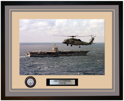 USS ENTERPRISE CVN-65 Framed Navy Ship Photo Grey