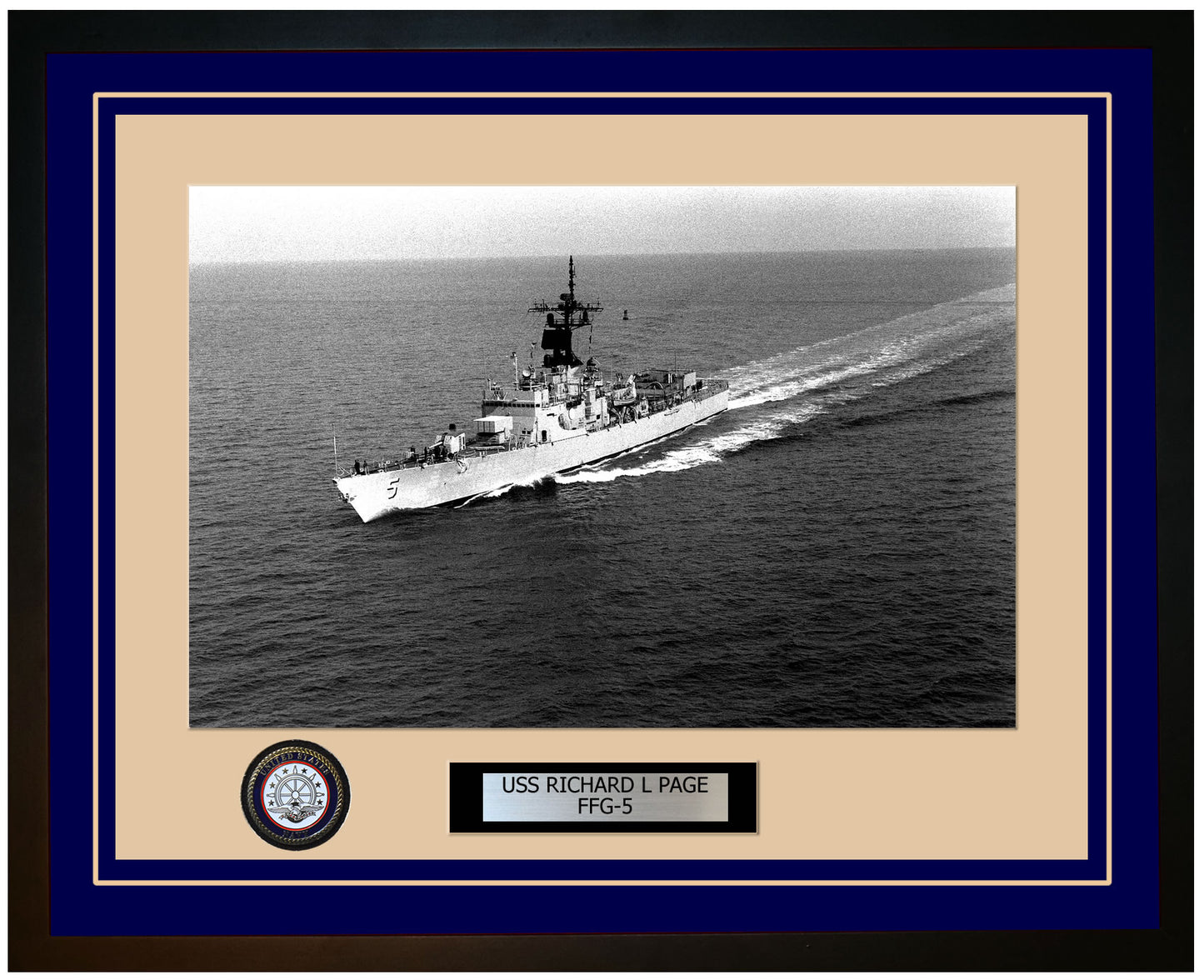 USS RICHARD L PAGE FFG-5 Framed Navy Ship Photo Blue