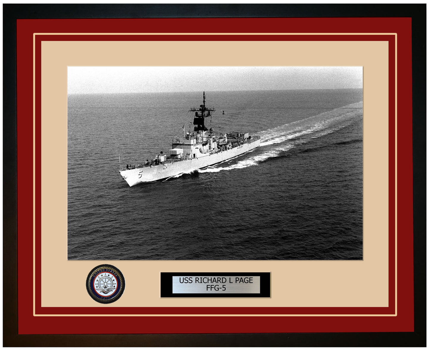 USS RICHARD L PAGE FFG-5 Framed Navy Ship Photo Burgundy