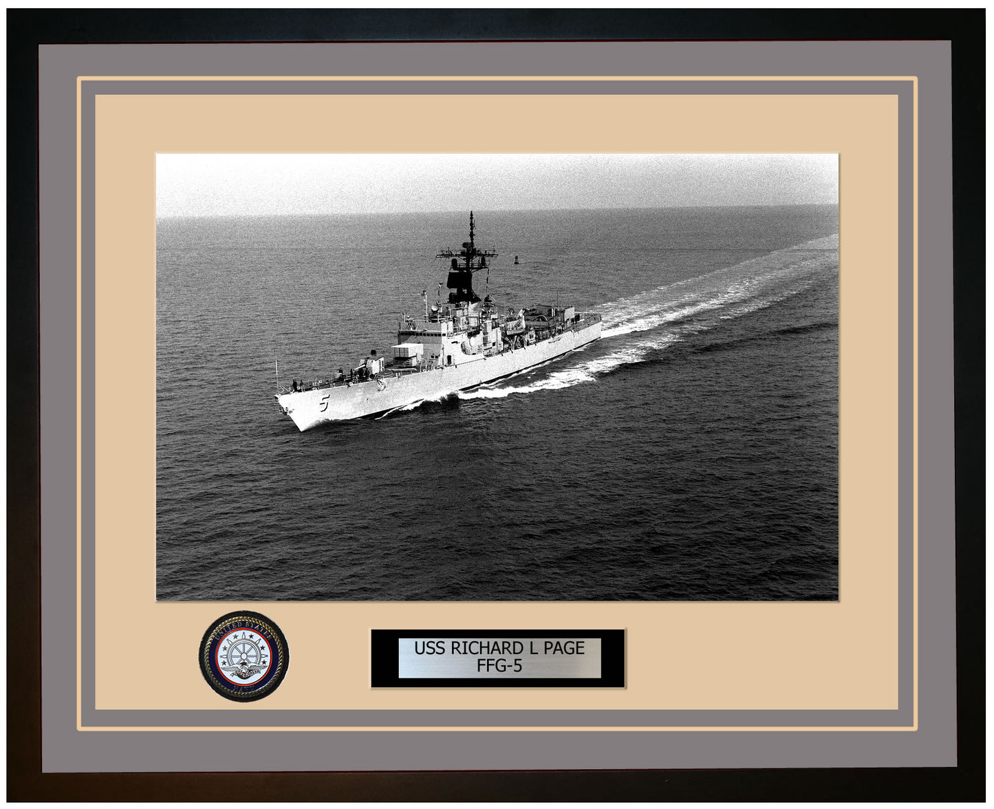 USS RICHARD L PAGE FFG-5 Framed Navy Ship Photo Grey