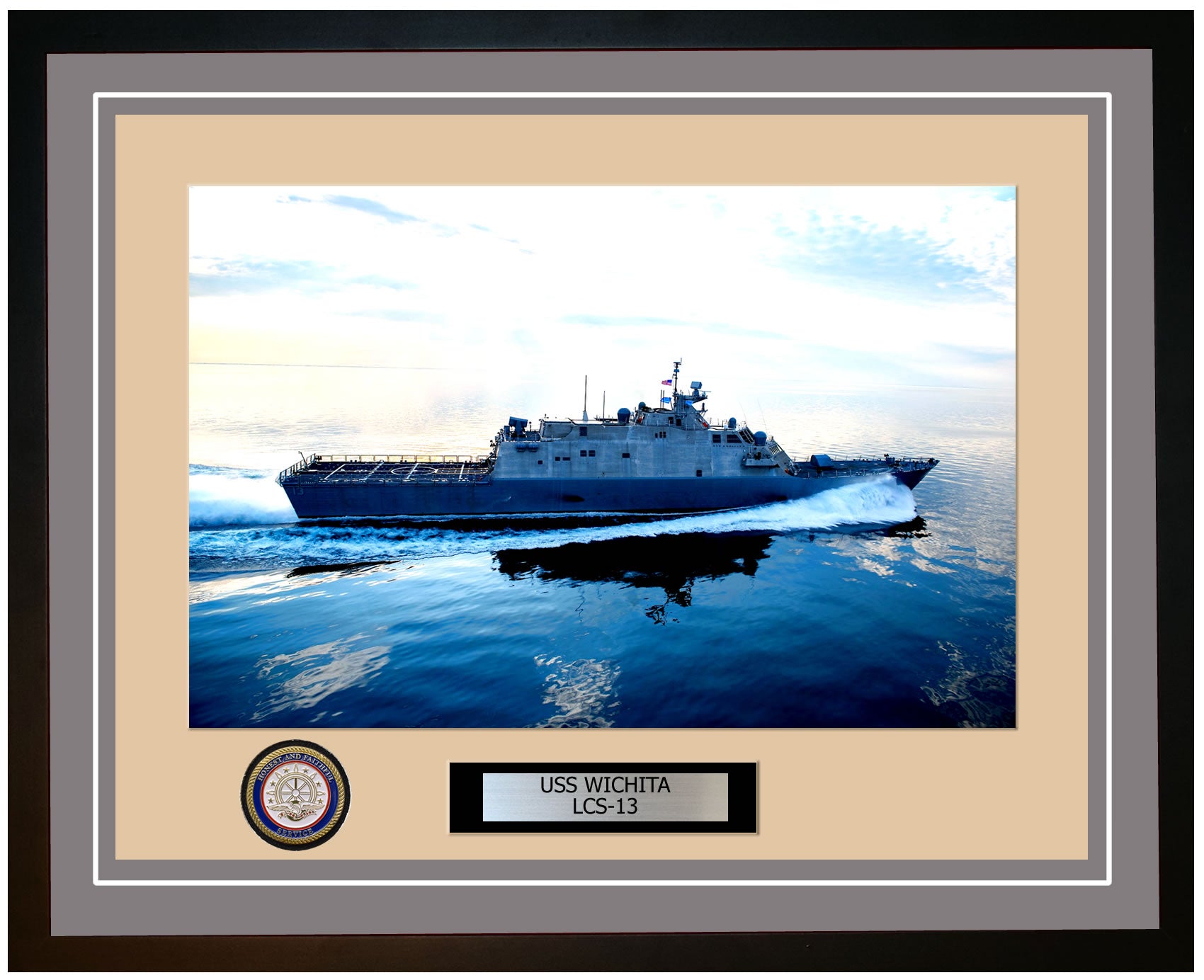 USS Wichita LCS-13 Framed Navy Ship Photo Grey