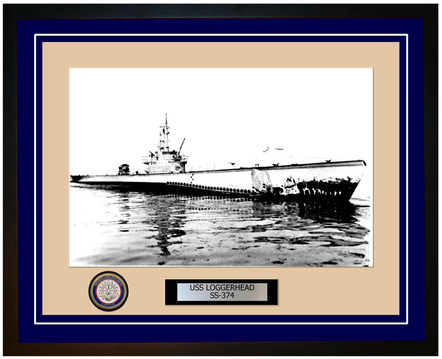 USS Loggerhead SS-374 Framed Navy Ship Photo Blue