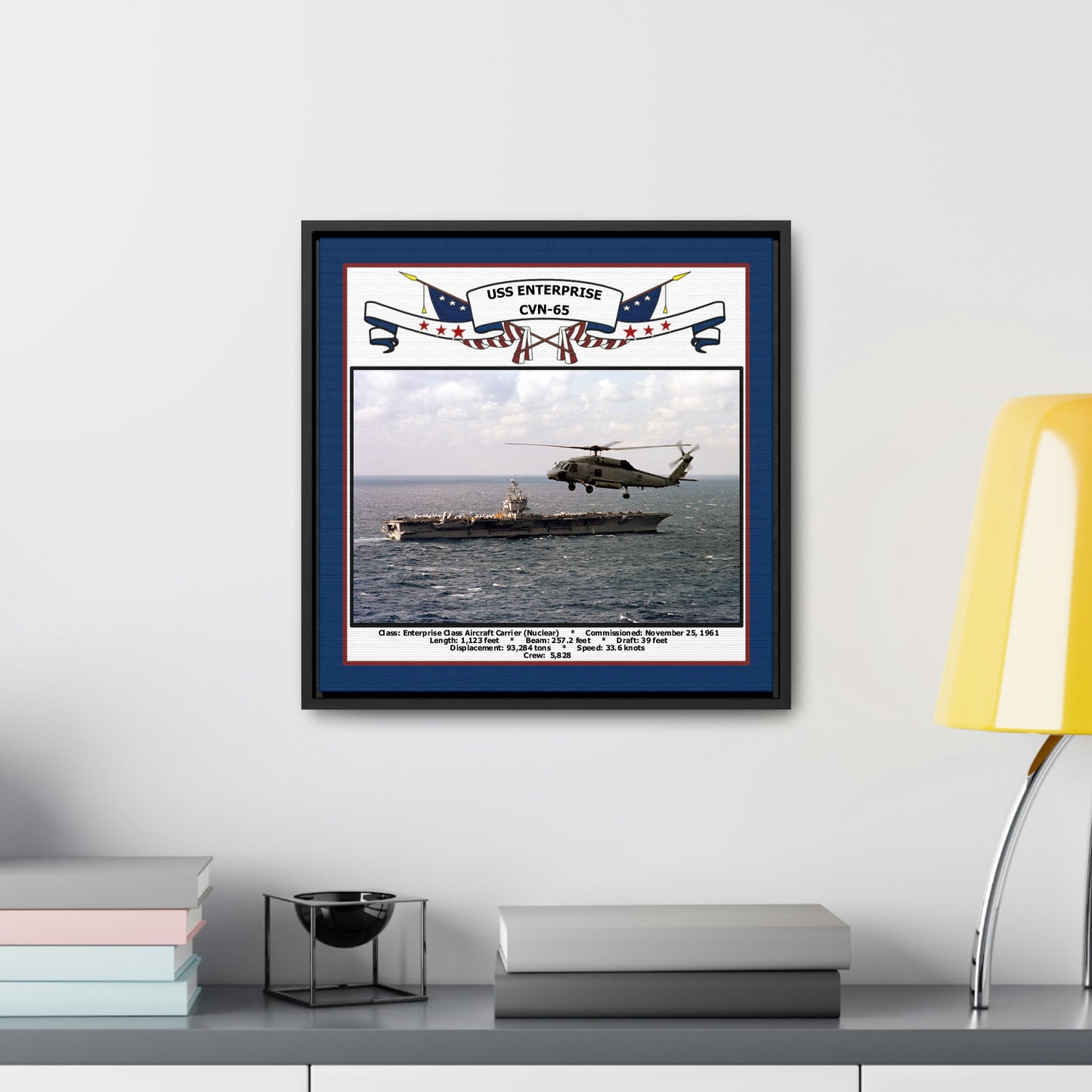 USS Enterprise CVN-65 Navy Floating Frame Photo Desk View