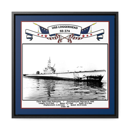 USS Loggerhead SS-374 Navy Floating Frame Photo Front View