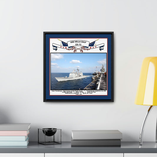 USS Vella Gulf CG-72 Navy Floating Frame Photo Desk View
