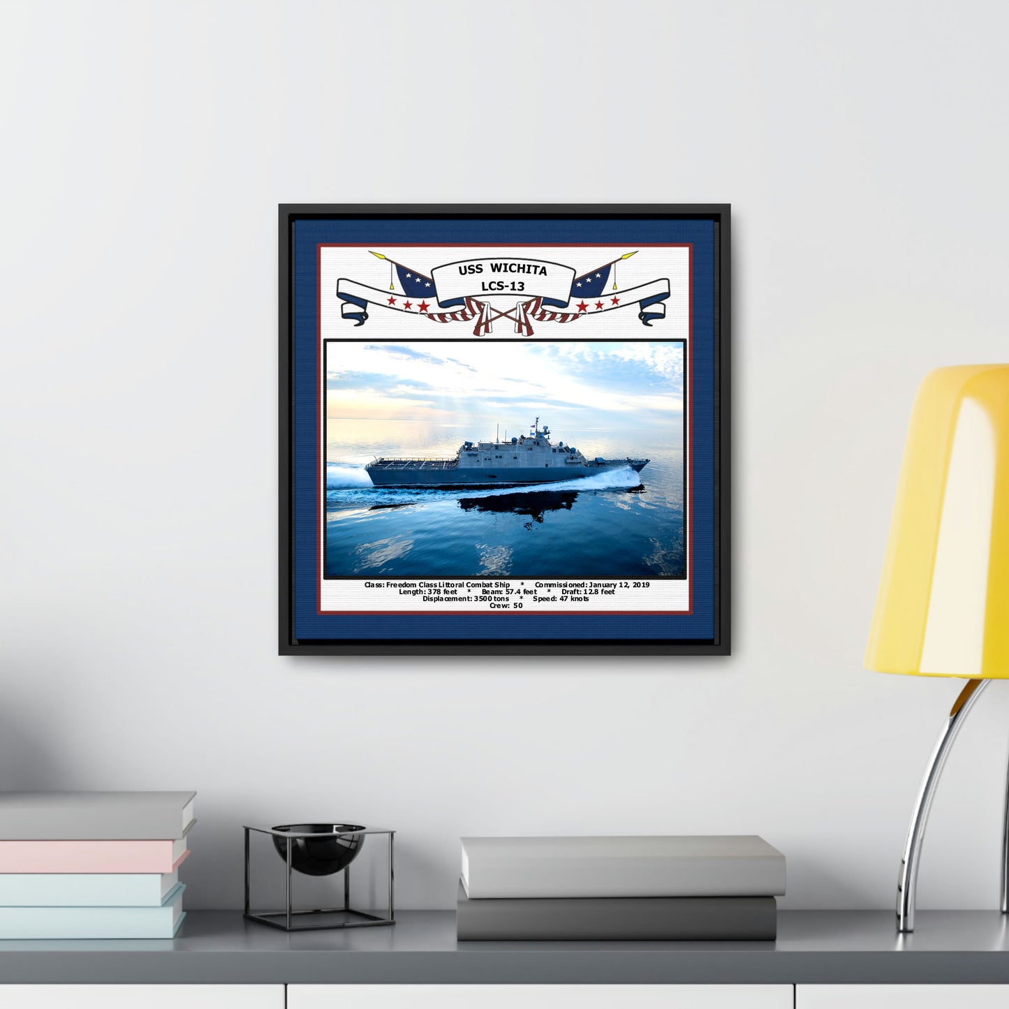 USS Wichita LCS-13 Navy Floating Frame Photo Desk View