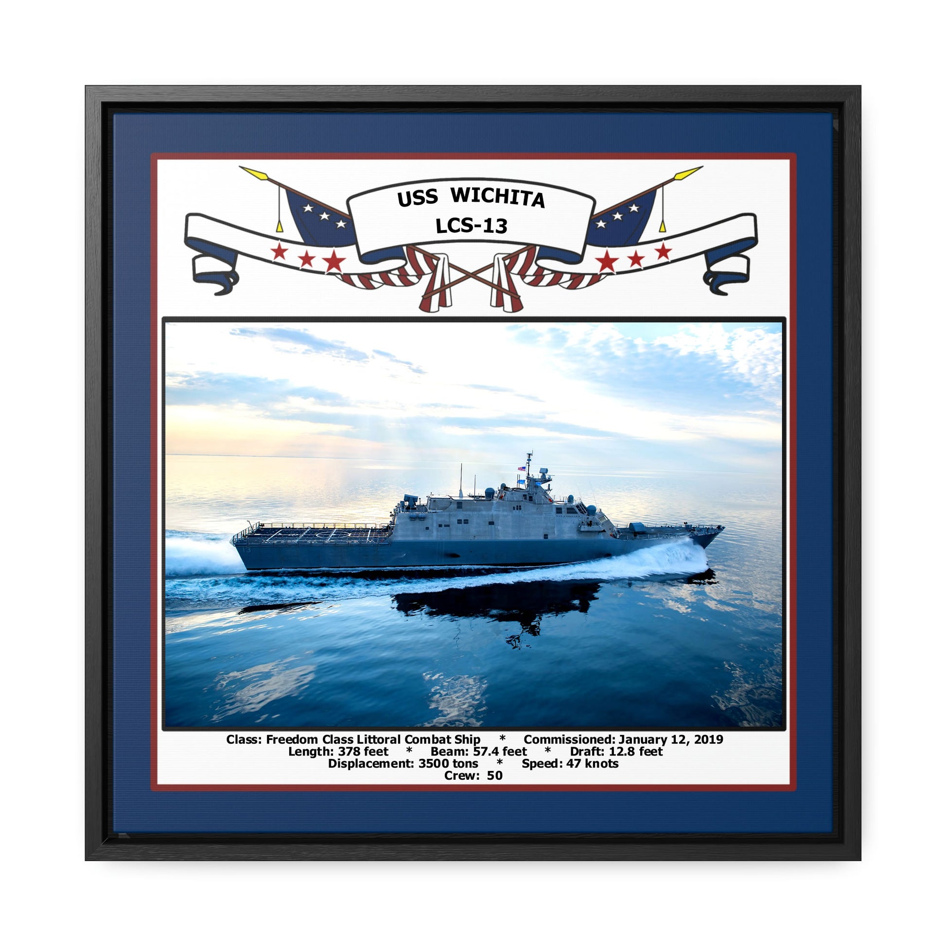 USS Wichita LCS-13 Navy Floating Frame Photo Front View
