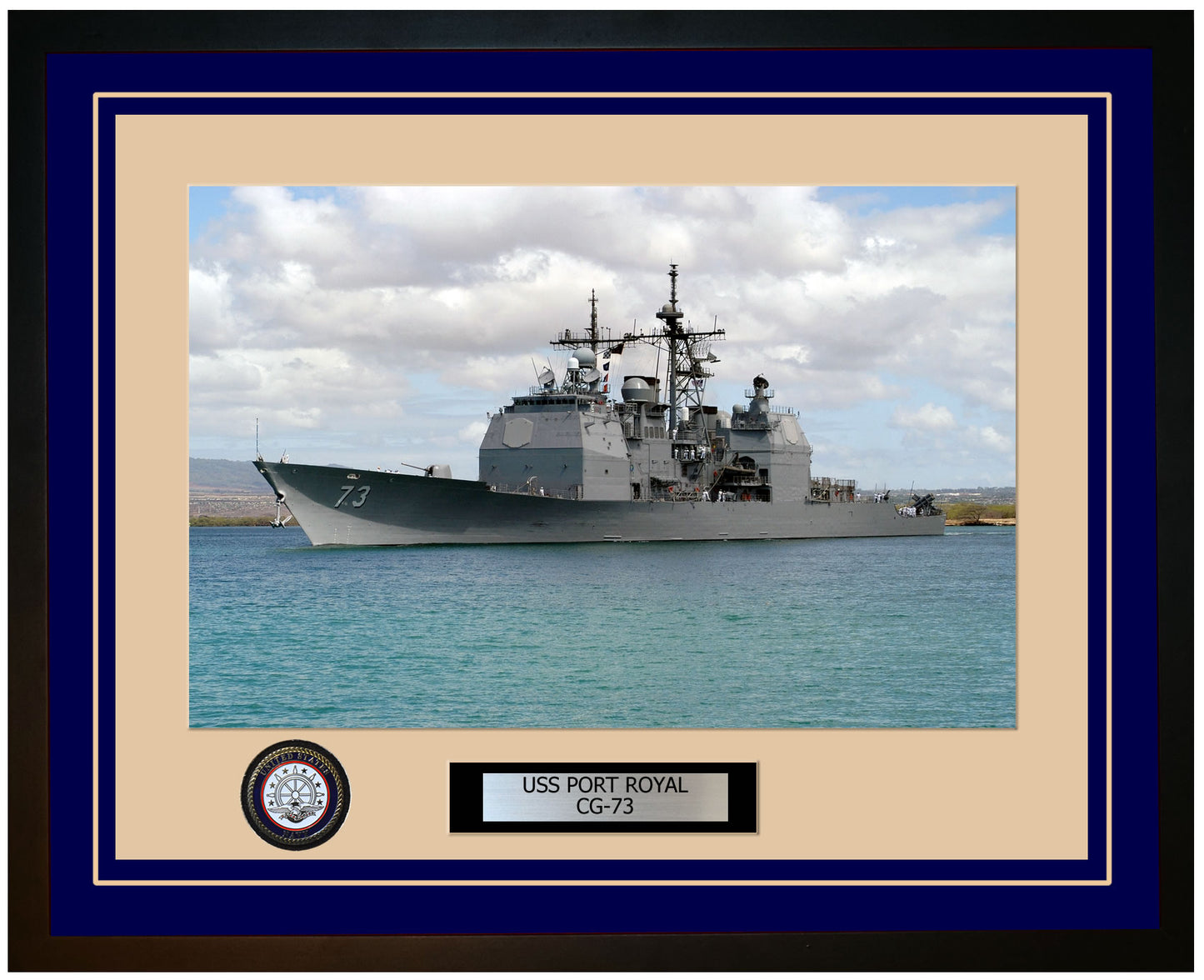 USS PORT ROYAL CG-73 Framed Navy Ship Photo Blue