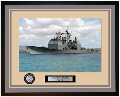 USS PORT ROYAL CG-73 Framed Navy Ship Photo Grey