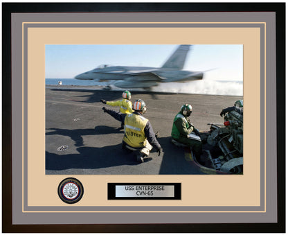 USS ENTERPRISE CVN-65 Framed Navy Ship Photo Grey