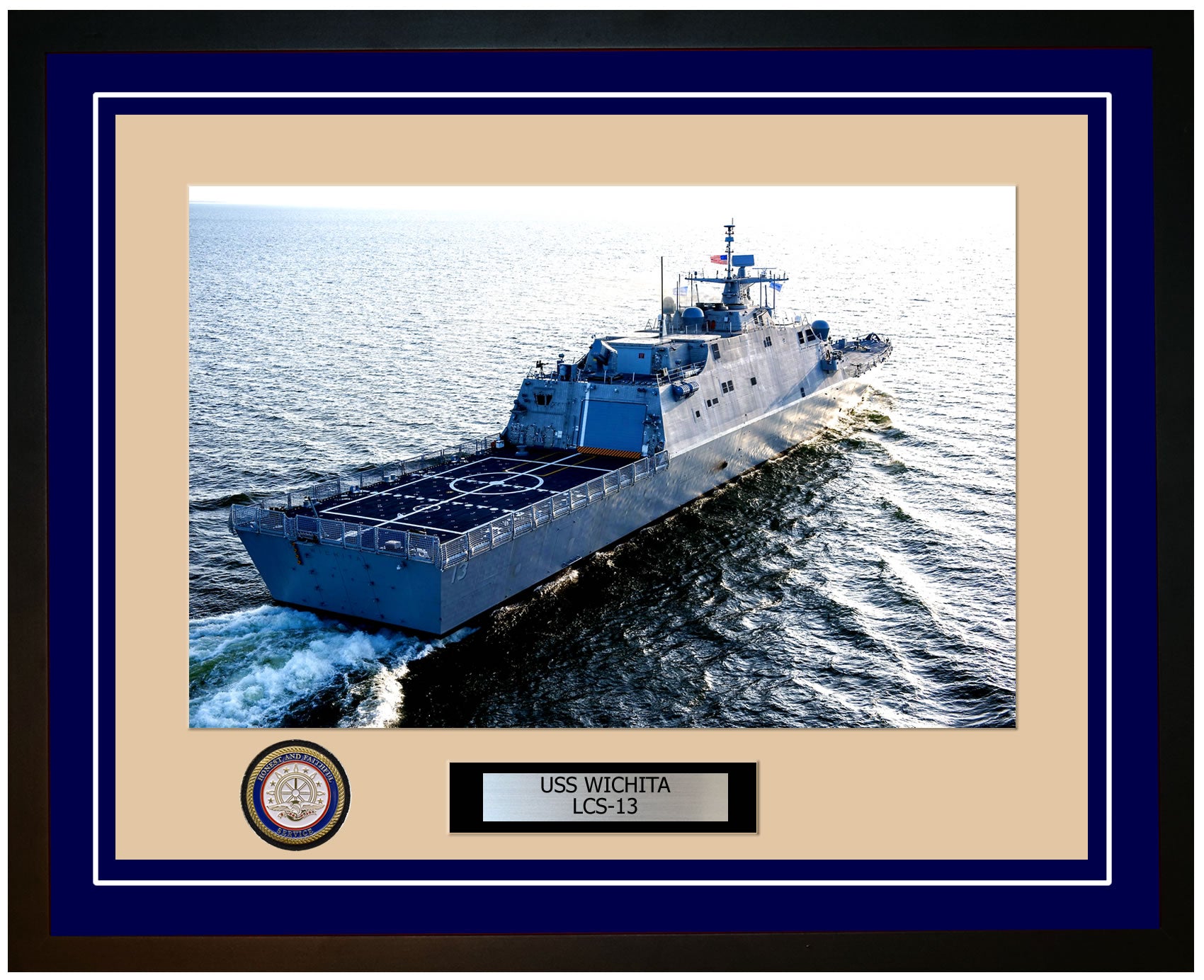 USS Wichita LCS-13 Framed Navy Ship Photo Blue
