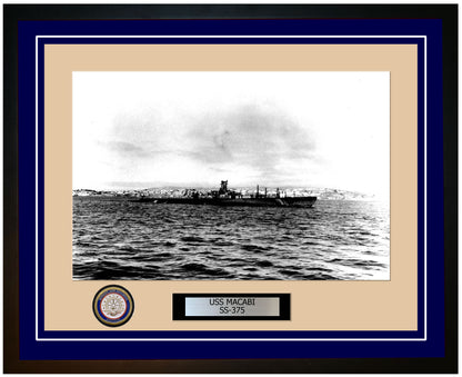 USS Macabi SS-375 Framed Navy Ship Photo Blue