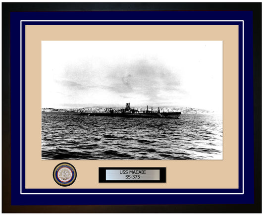 USS Macabi SS-375 Framed Navy Ship Photo Blue