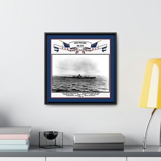 USS Macabi SS-375 Navy Floating Frame Photo Desk View