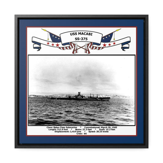 USS Macabi SS-375 Navy Floating Frame Photo Front View