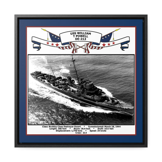 USS William T Powell DE-213 Navy Floating Frame Photo Front View