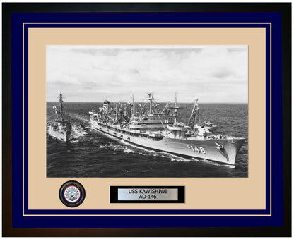 USS KAWISHIWI AO-146 Framed Navy Ship Photo Blue