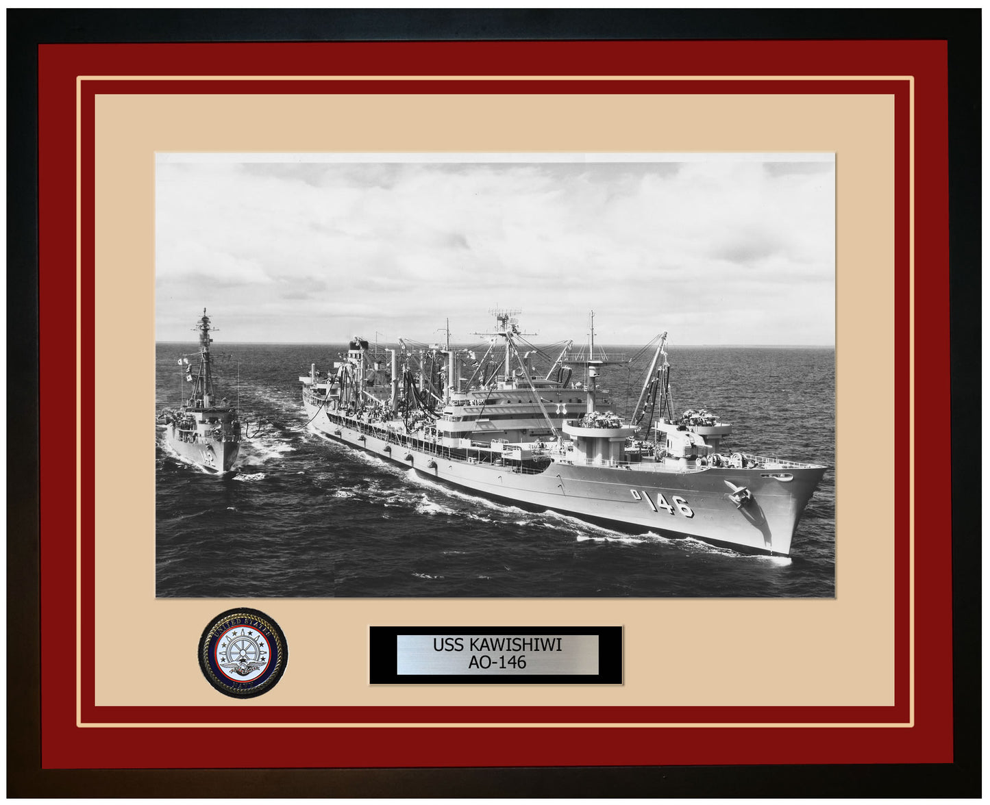 USS KAWISHIWI AO-146 Framed Navy Ship Photo Burgundy