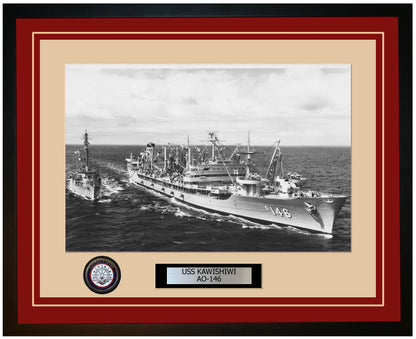 USS KAWISHIWI AO-146 Framed Navy Ship Photo Burgundy