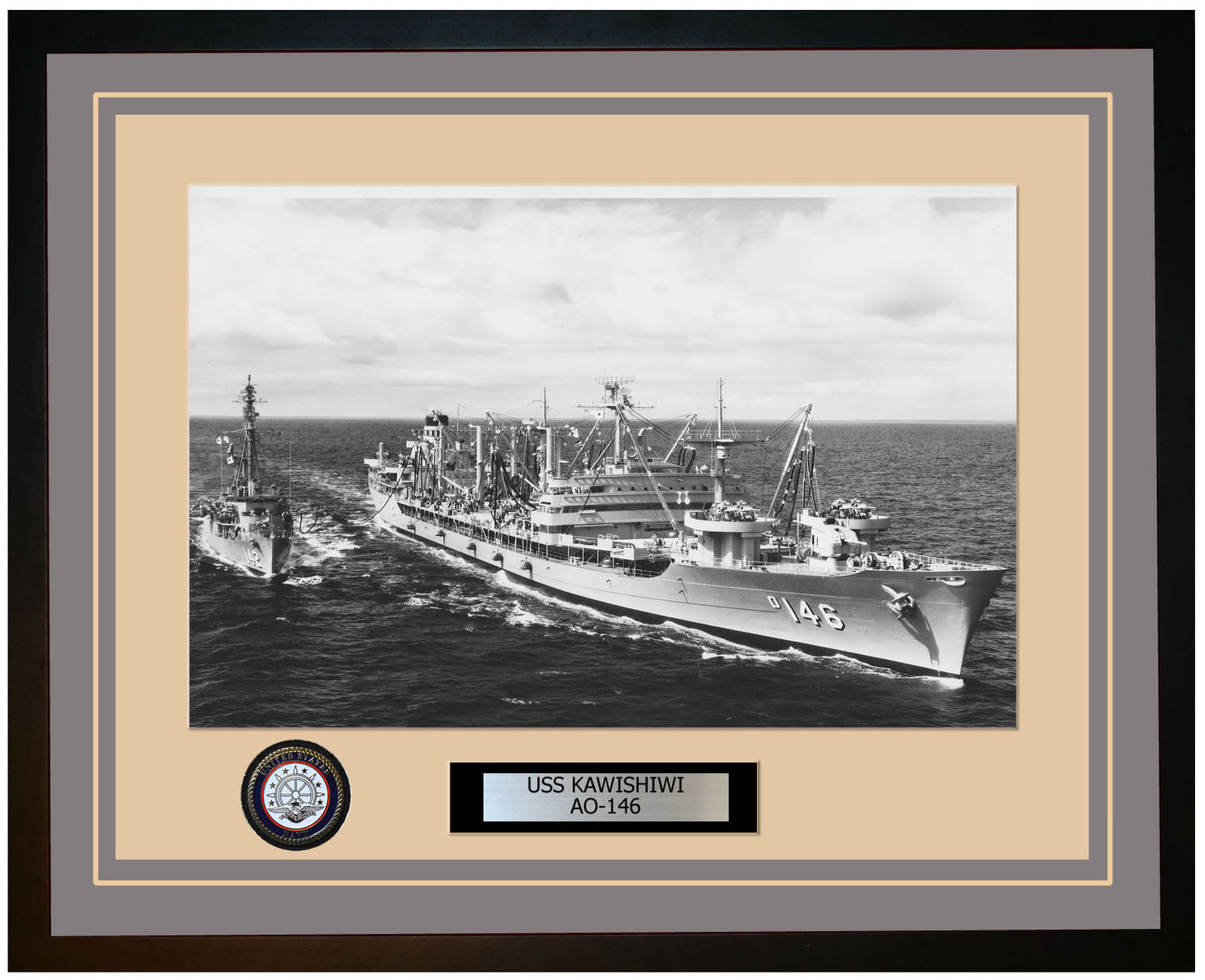 USS KAWISHIWI AO-146 Framed Navy Ship Photo Grey