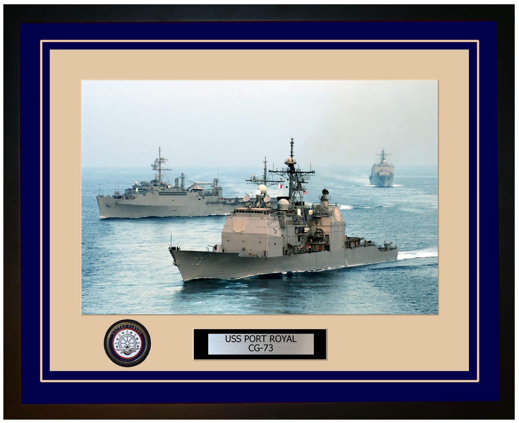USS PORT ROYAL CG-73 Framed Navy Ship Photo Blue