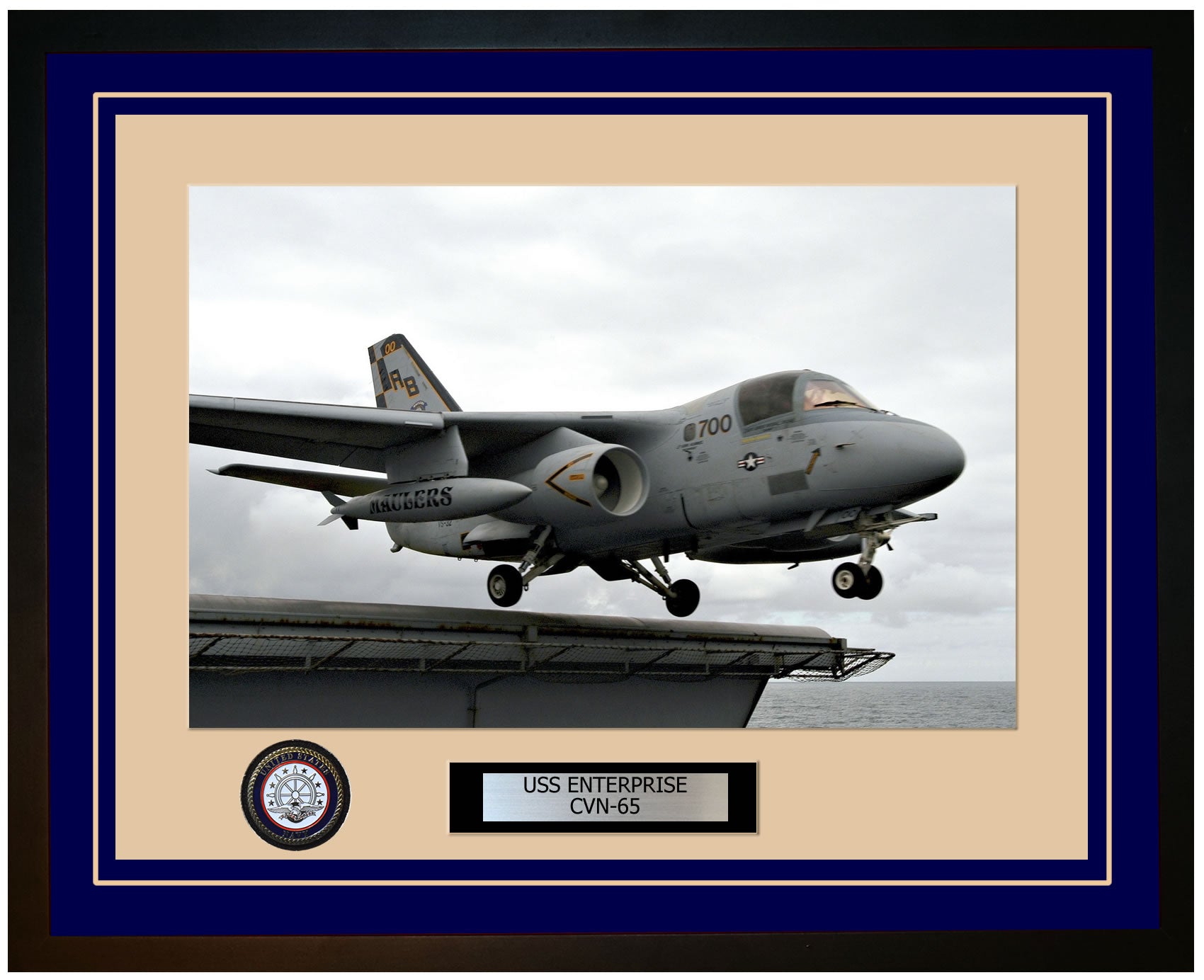 USS ENTERPRISE CVN-65 Framed Navy Ship Photo Blue