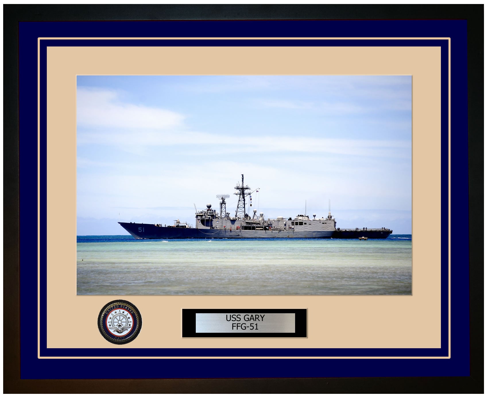 USS GARY FFG-51 Framed Navy Ship Photo Blue