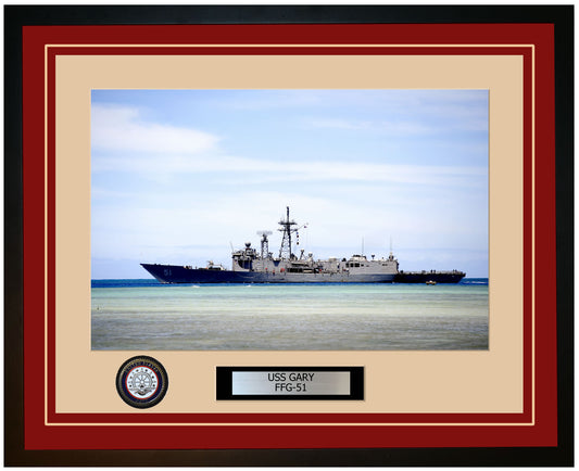 USS GARY FFG-51 Framed Navy Ship Photo Burgundy
