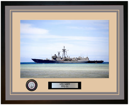 USS GARY FFG-51 Framed Navy Ship Photo Grey